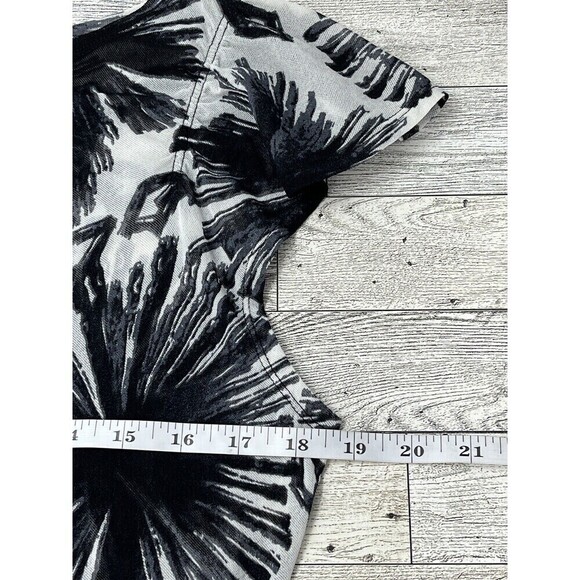 The Limited Women's Vintage Sheer Top M White BLK Floral Short Sleeve Rave Disco - Picture 7 of 10